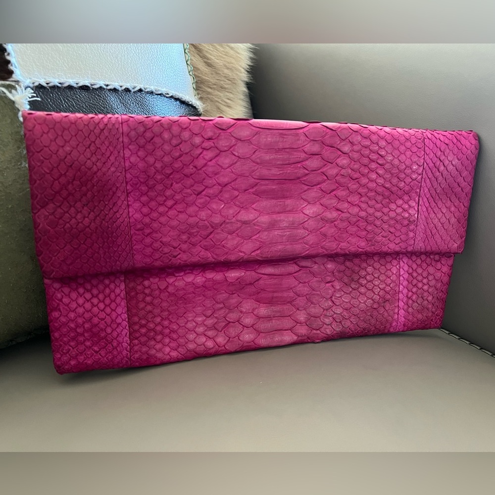 Real Python Skin Clutch – Pink Statement Piece - Picture 3 of 10